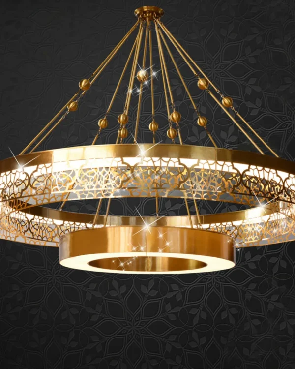 Givre Two-Tier Iron Grand Chandelier, 118" in gold