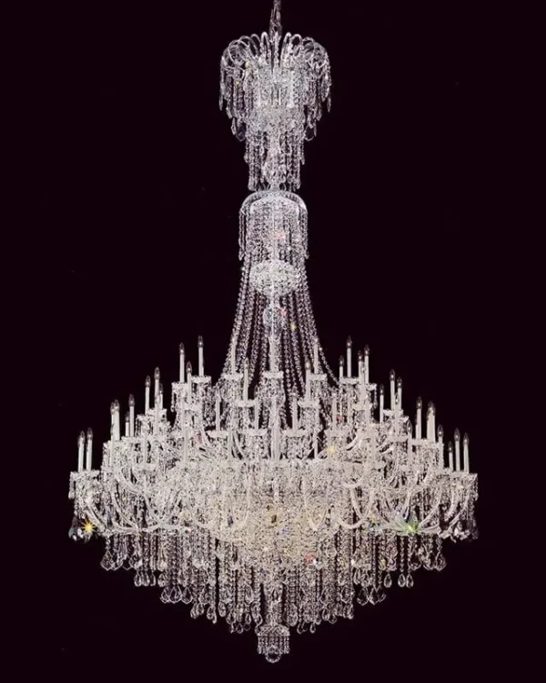 Glace Crystal Grand Chandelier, 79" in polished chrome