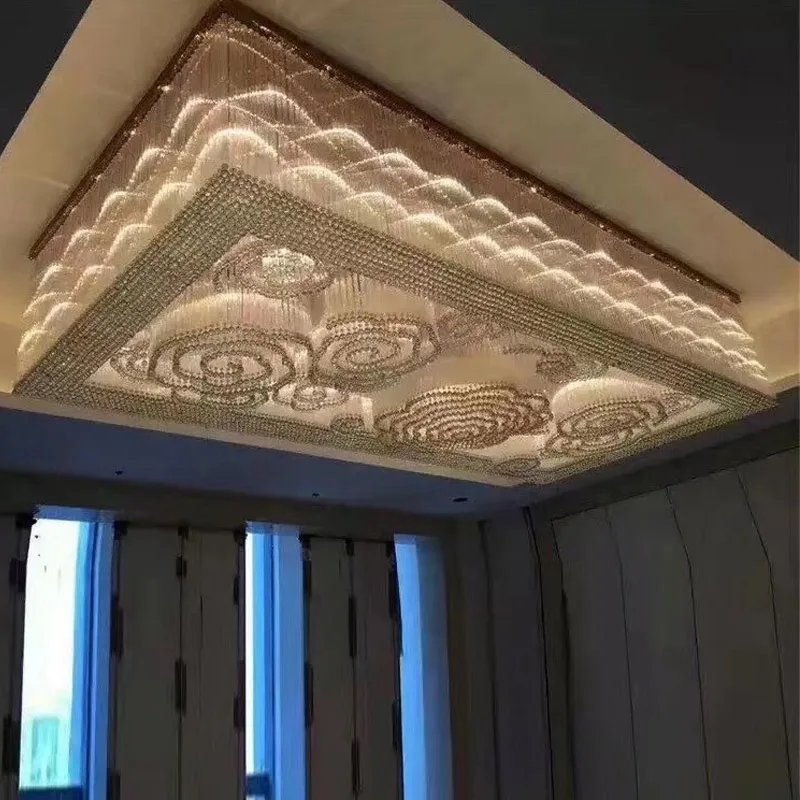 Goutte Linear Crystal Grand Chandelier in polished chrome