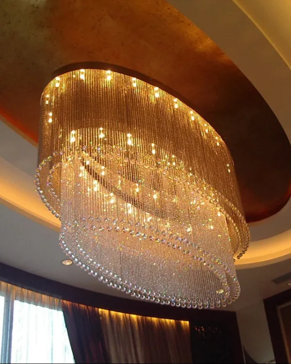 Goutte Oval Crystal Grand Chandelier, 35" in polished chrome