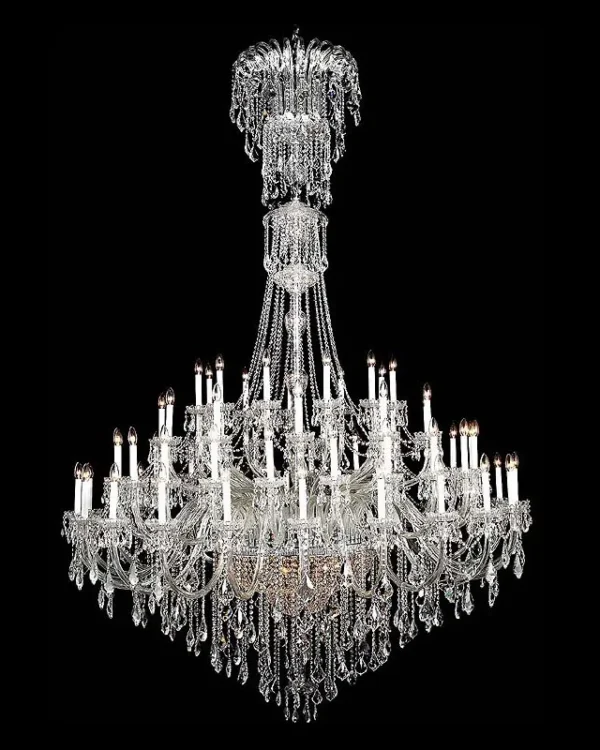 Grâce Crystal 80-Light Grand Chandelier, 94" in polished chrome