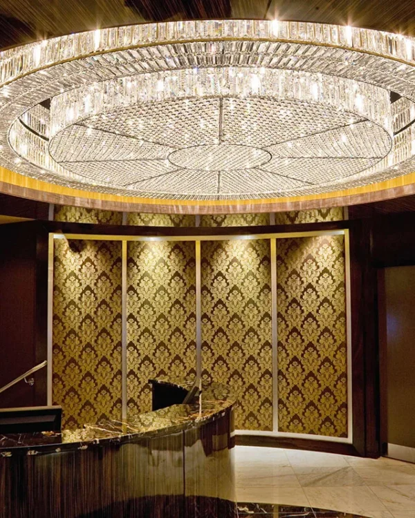 Majesté Round Crystal Grand Chandelier in polished chrome