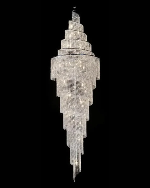 Majesté Spiral Crystal Grand Chandelier, 32" in polished chrome
