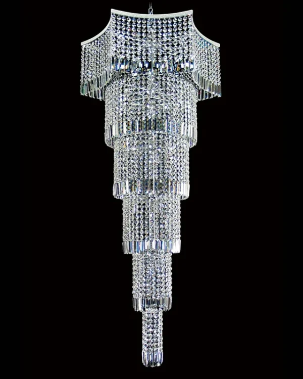 Majesté Six-Tier Crystal Grand Chandelier, 33" in polished chrome