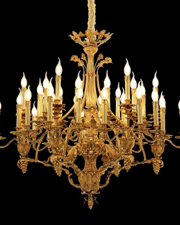 Mouffetard Brass Grand Chandelier, 47" in antique brass
