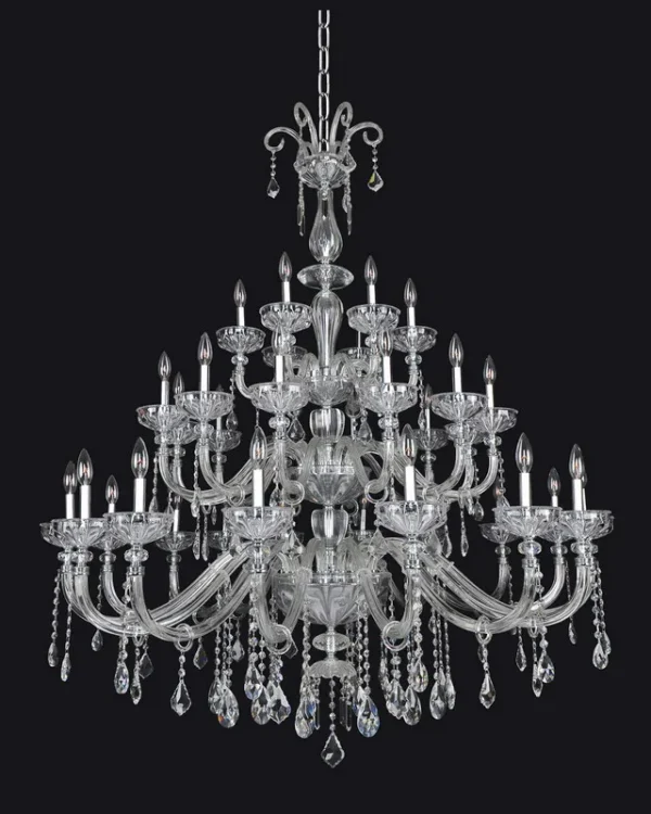 Noblesse Crystal Grand Chandelier, 53" in polished chrome