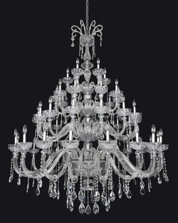 Noblesse Four-Tier Crystal Grand Chandelier, 60" in polished chrome