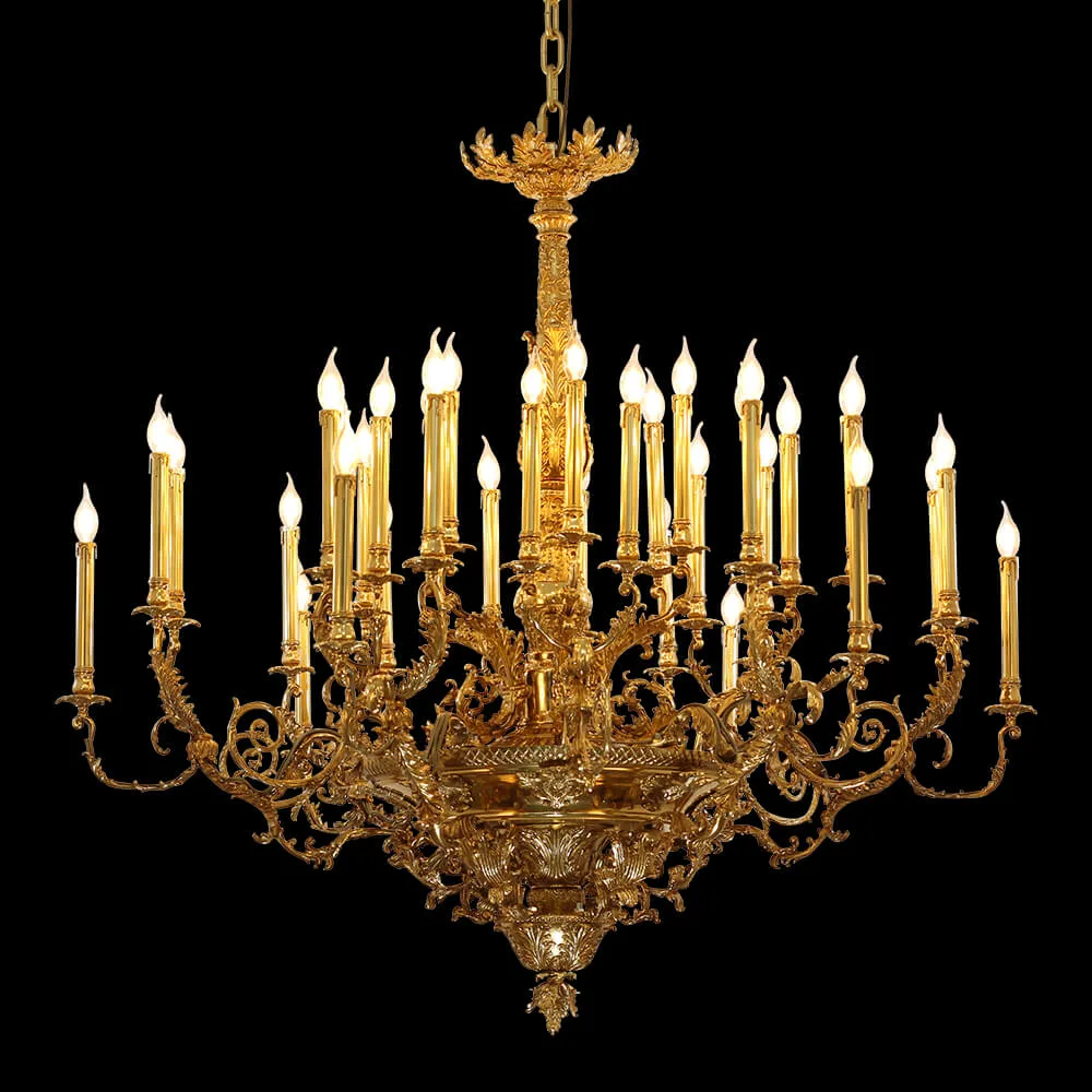 Odéon Brass Grand Chandelier, 54" in antique brass