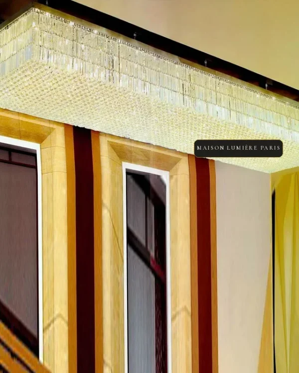 Ouverture Linear Crystal Grand Chandelier, 39" in polished chrome