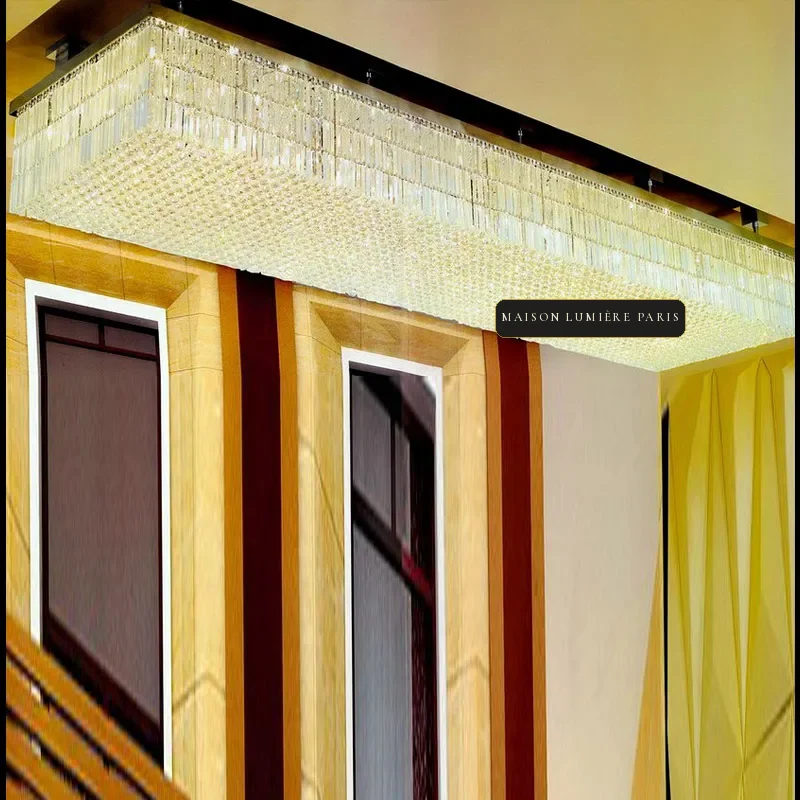 Ouverture Linear Crystal Grand Chandelier, 39" in polished chrome