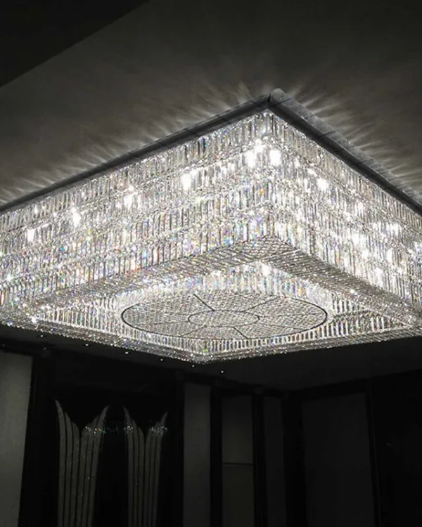 Parure Square Crystal Grand Chandelier in polished chrome