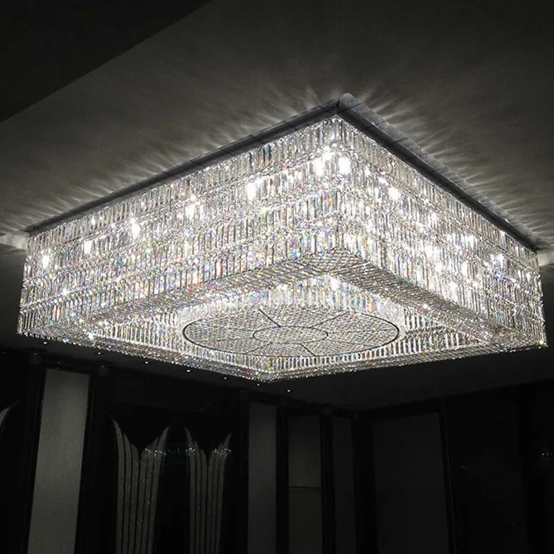 Parure Square Crystal Grand Chandelier in polished chrome