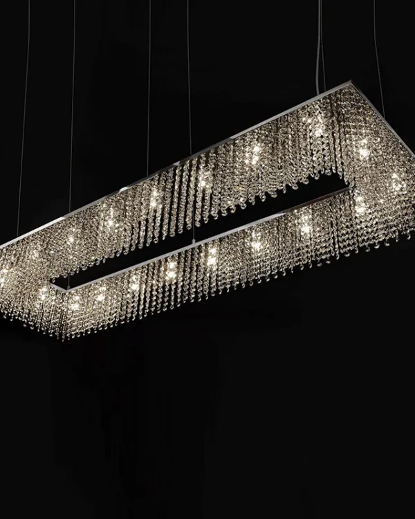 Parure Linear Crystal Grand Chandelier, 20" in polished chrome