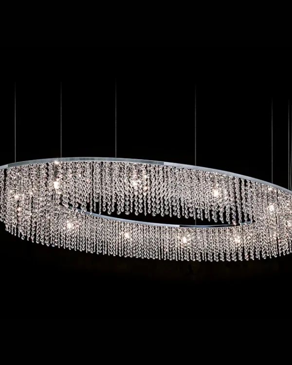 Parure Oval Crystal Grand Chandelier, 35" in polished chrome