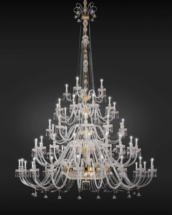 Pluie Crystal Grand Chandelier, 97" in gold