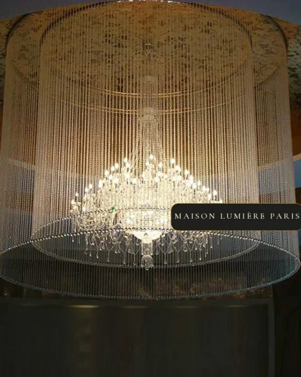 Pluie Globe Crystal Grand Chandelier, 118" in polished chrome