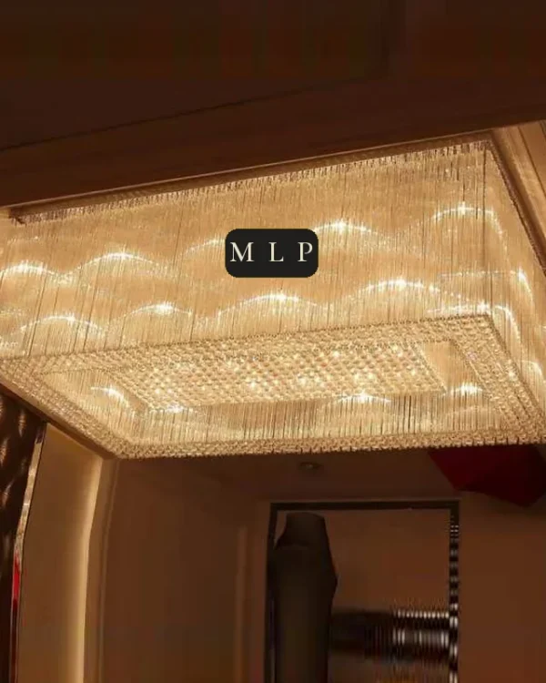 Rivière Linear Crystal Grand Chandelier, 43" in polished chrome