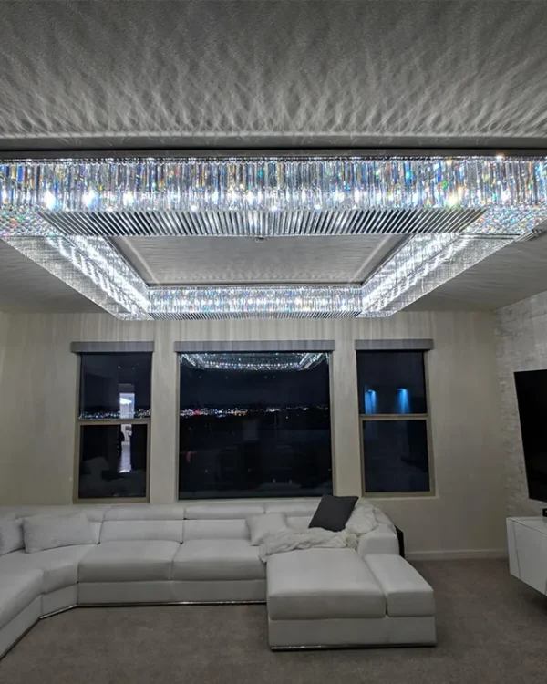 Rêverie Square Crystal Grand Chandelier, 98" in polished chrome
