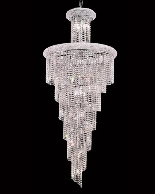 Sérénade Crystal Grand Chandelier, 30" in polished chrome