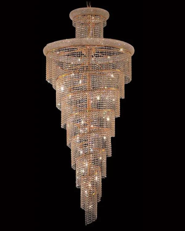Sérénade Spiral Crystal Grand Chandelier, 36" in polished chrome