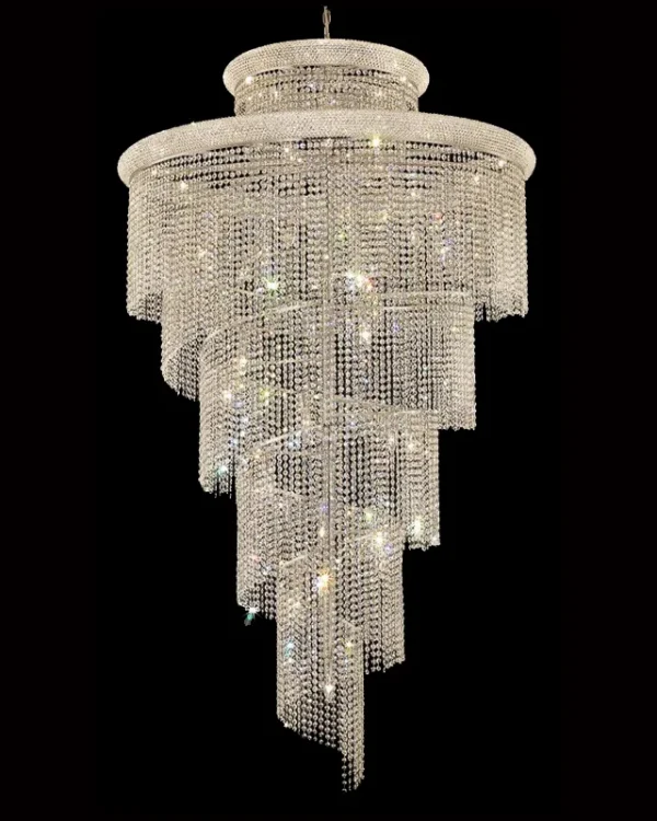 Sérénade Spiral Crystal 41-Light Grand Chandelier, 48" in polished chrome