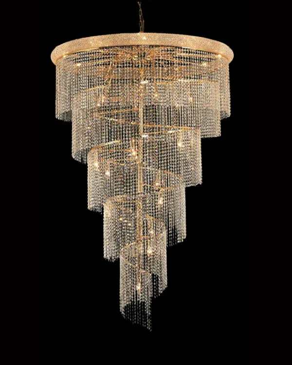 Sérénade Spiral Crystal 29-Light Grand Chandelier, 48" in gold