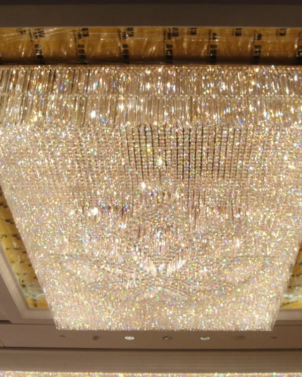 Tiare Linear Crystal Grand Chandelier in Gold in gold
