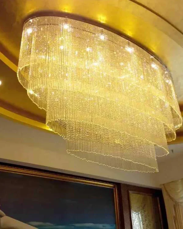 Tiare Oval Crystal Grand Chandelier, 47" in polished chrome