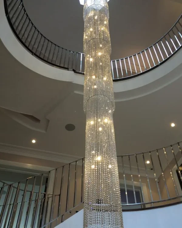 Élégance Cascade Crystal Grand Chandelier, 22" in polished chrome