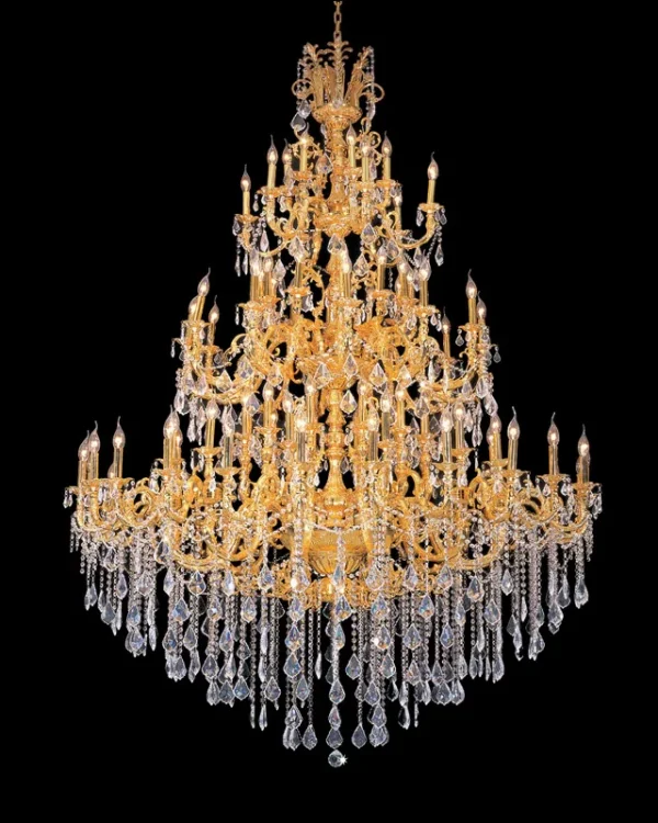 Belleville Three-Tier Crystal Grand Chandelier, 72" in gold