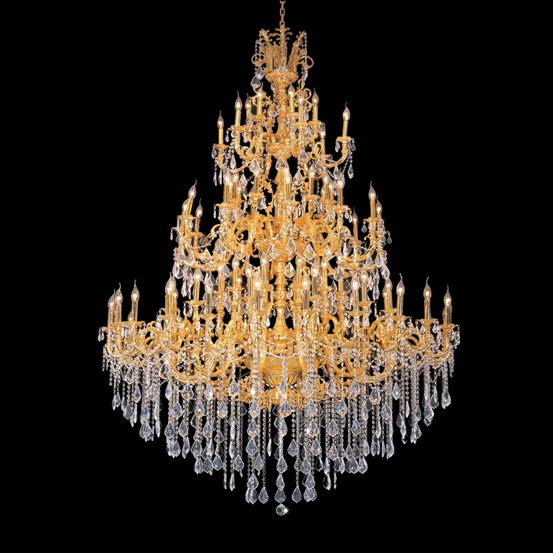 Belleville Three-Tier Crystal Grand Chandelier, 72" in gold