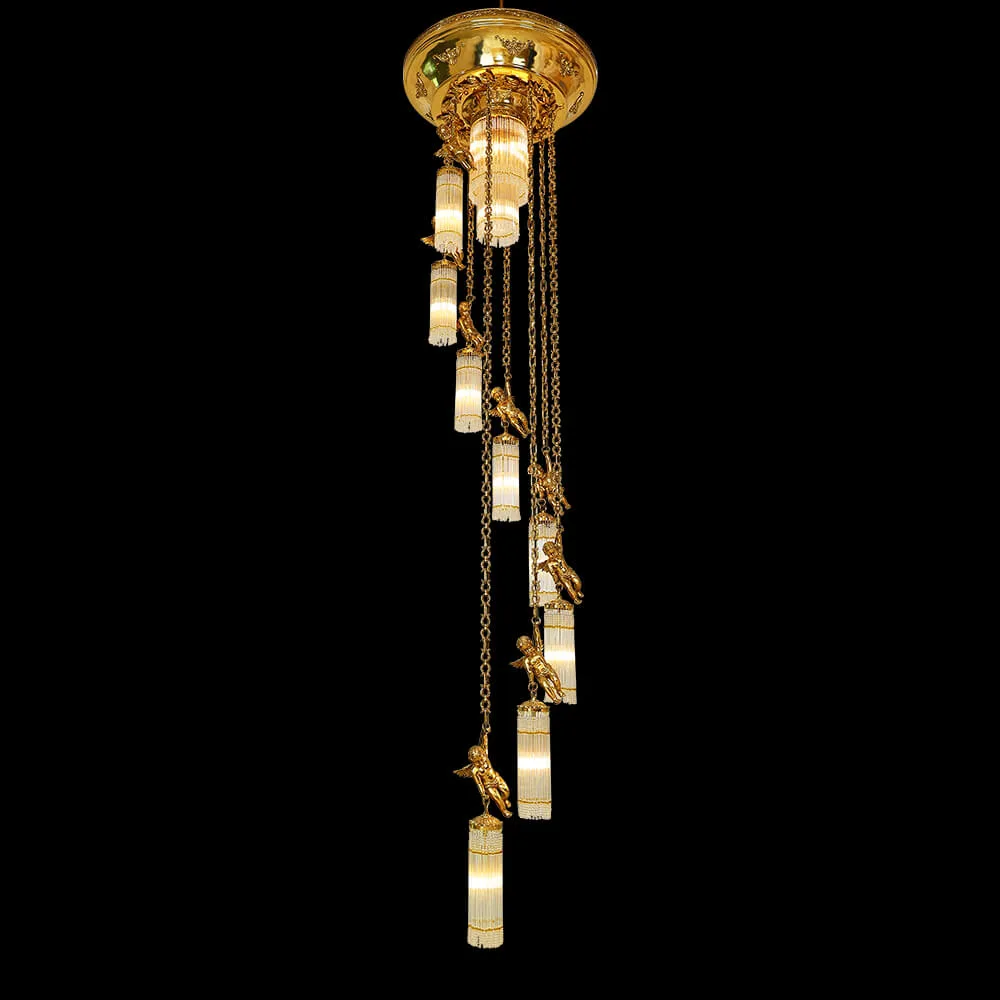 Bercy Glass Grand Chandelier, 31" in antique brass