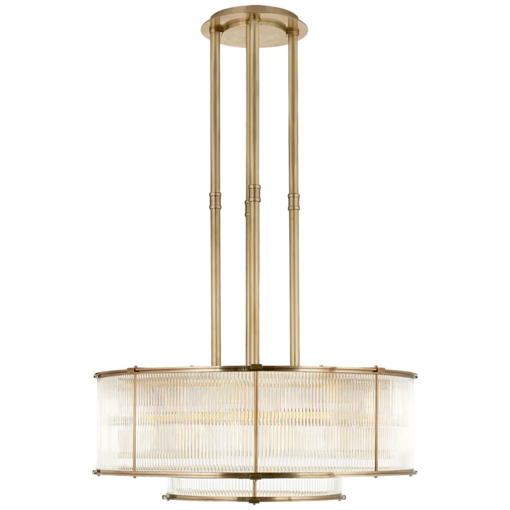 Doré Glass Grand Chandelier, 32" in brass