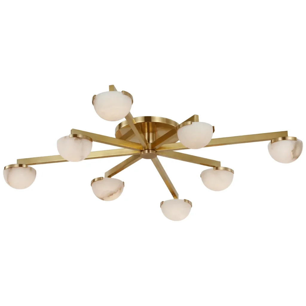 Doré Alabaster Grand Chandelier, 36" in antique brass