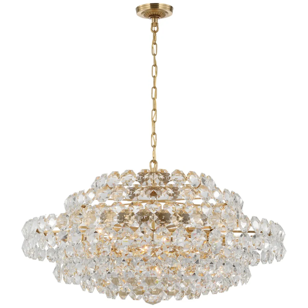 Doré Crystal Grand Chandelier, 37" in antique brass