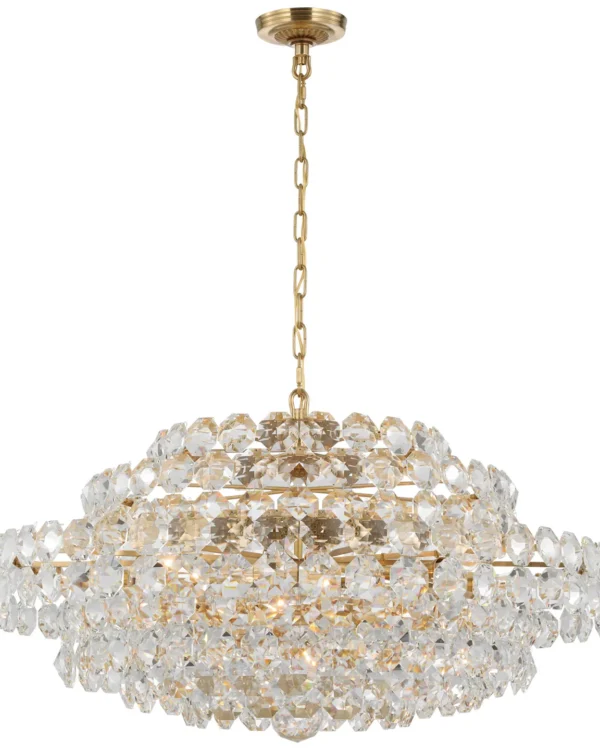 Doré Crystal Grand Chandelier, 37" in antique brass