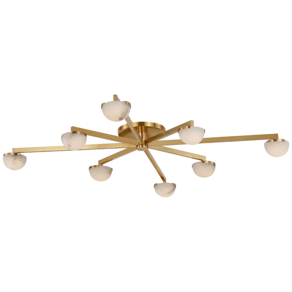 Doré Alabaster Grand Chandelier, 48" in antique brass