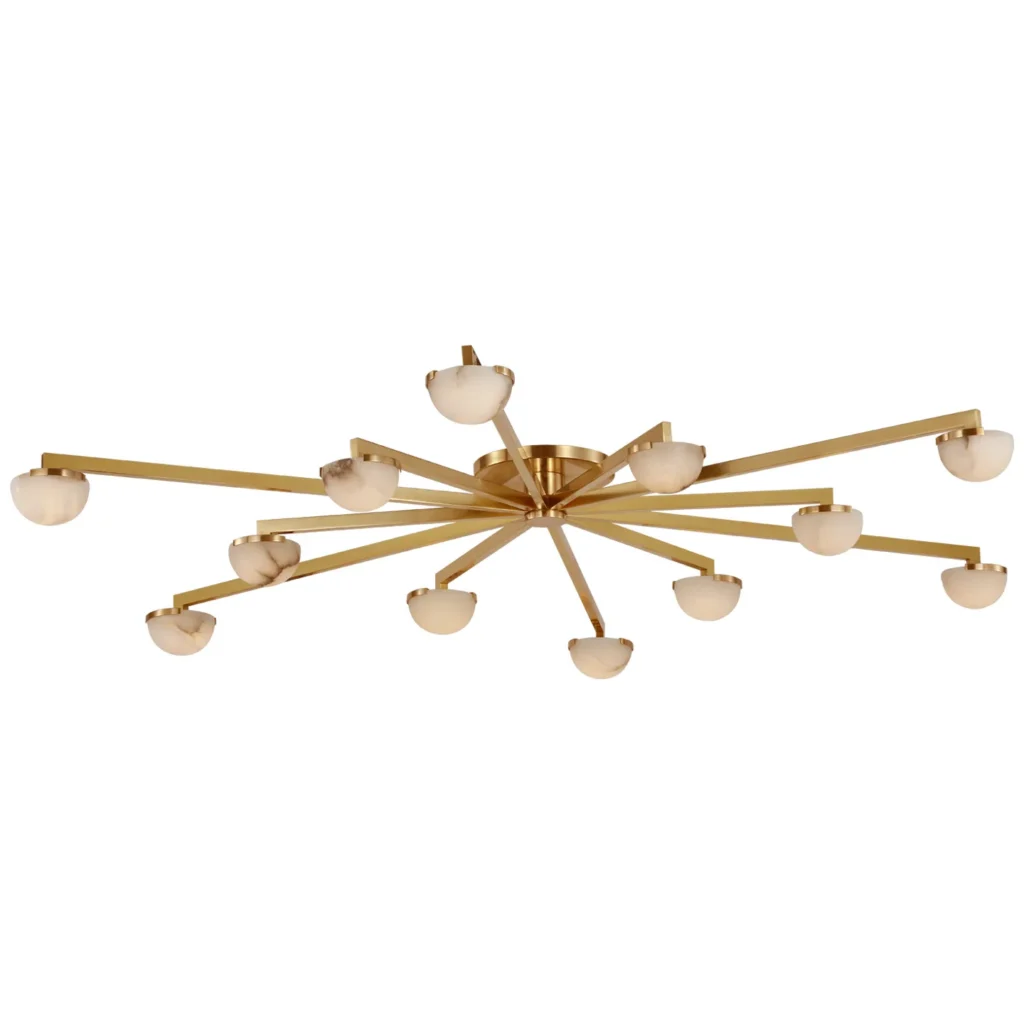 Doré Alabaster Grand Chandelier, 60" in antique brass