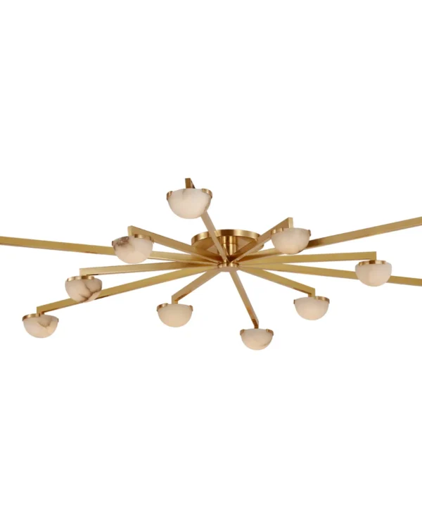 Doré Alabaster Grand Chandelier, 60" in antique brass