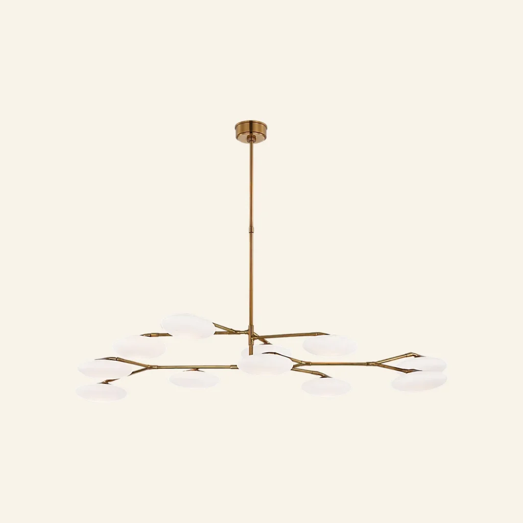 Doré Two-Tier Glass Grand Chandelier, 65" in antique brass