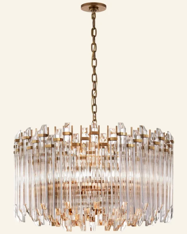 Laiton Drum Brass Grand Chandelier, 28" in antique brass