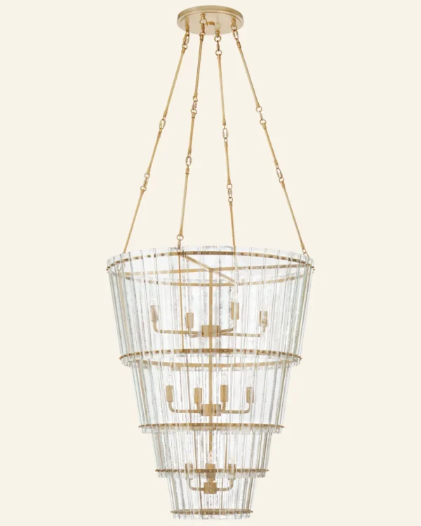 Laiton Cascade Glass Grand Chandelier, 31" in brass