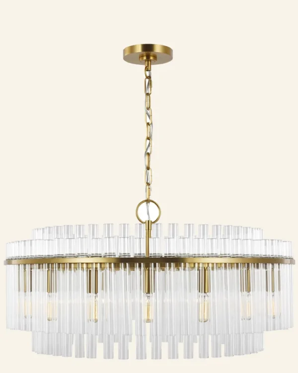 Laiton Glass Grand Chandelier, 32" in brass