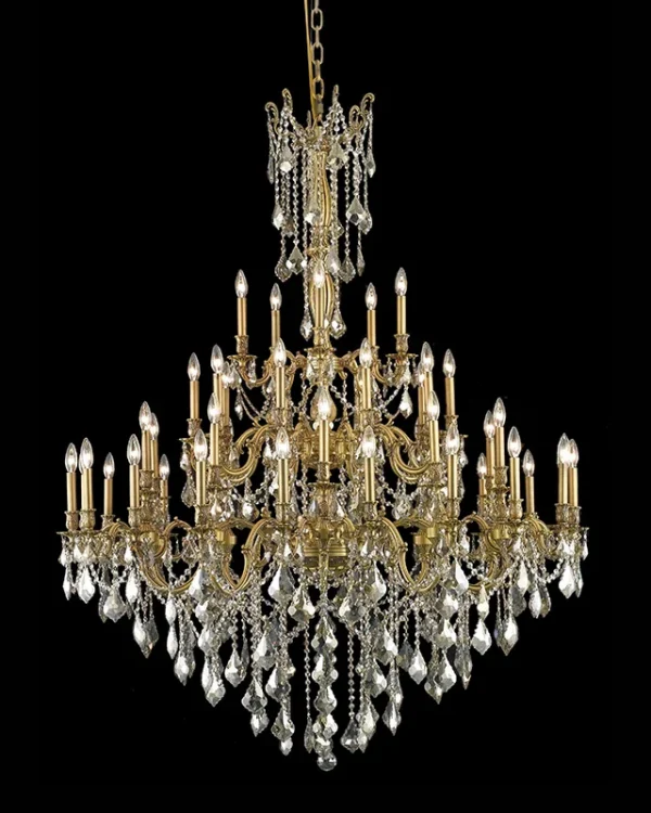 Monceau Three-Tier Crystal Grand Chandelier, 54" in brass