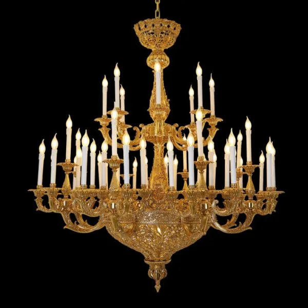 Ménilmontant Brass 52-Light Grand Chandelier, 59" × 65" H in Antique Brass in antique brass