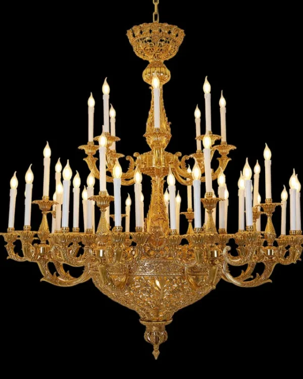 Ménilmontant Brass 52-Light Grand Chandelier II, 59" × 65" H in Antique Brass in antique brass