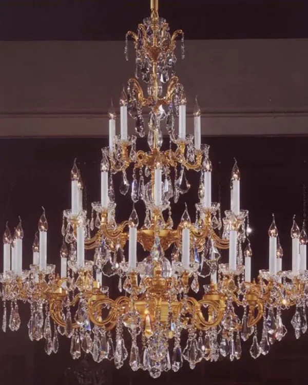 Sorbonne Crystal Grand Chandelier, 53" in antique brass