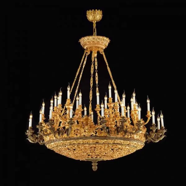 Sorbonne Brass Grand Chandelier, 69" in antique brass
