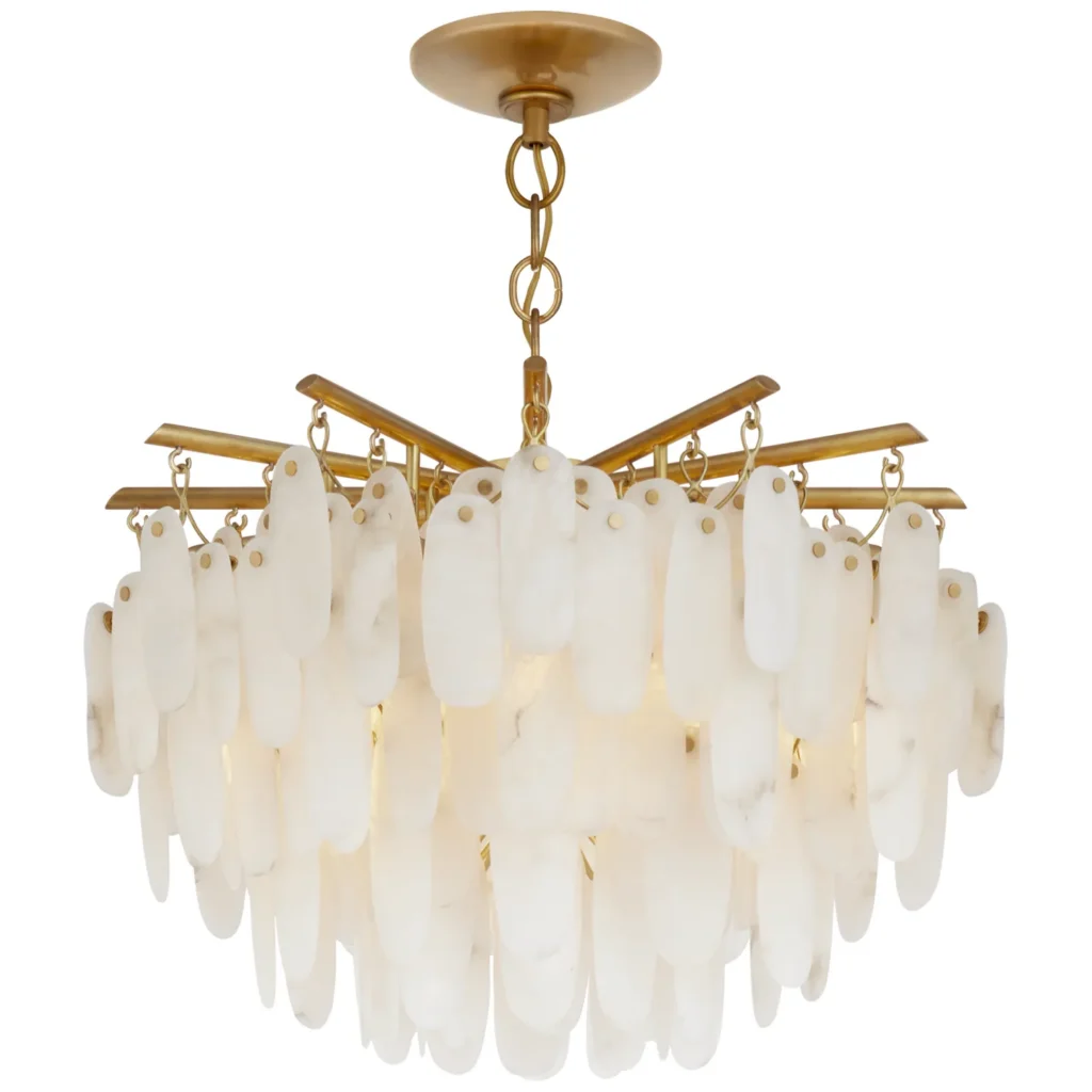 Doré Alabaster Grand Chandelier, 24" in antique brass