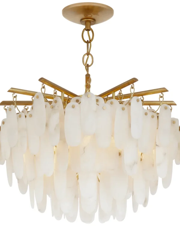 Doré Alabaster Grand Chandelier, 24" in antique brass